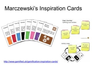 Marczewski’s Inspiration Cards
http://www.gamified.uk/gamification-inspiration-cards/
 