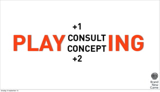 PLAY
dinsdag 10 september 13

+1
CONSULT
CONCEPT
+2

ING

 