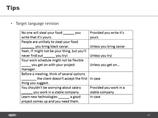 63
Tips
• Target language revision
 