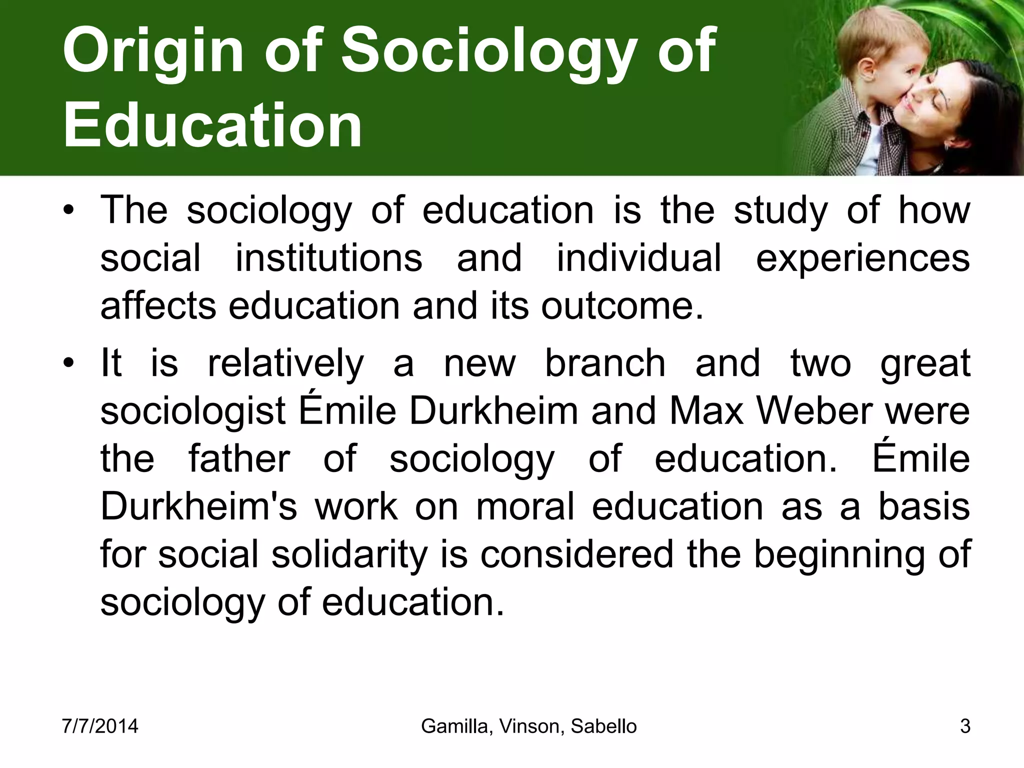 Introduction to the Social Dimension of Education (gamilla, vinson ...