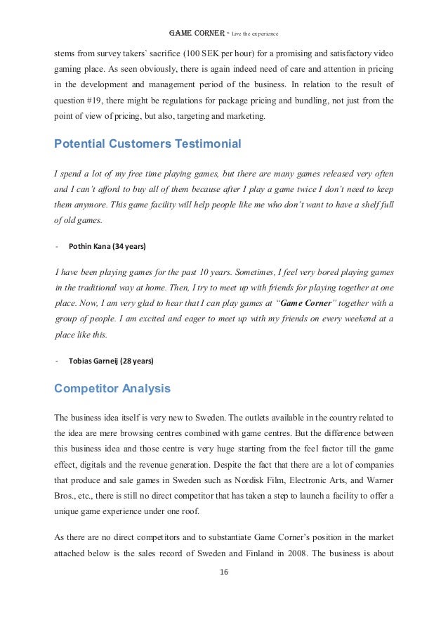 Gaming Cafe business plan