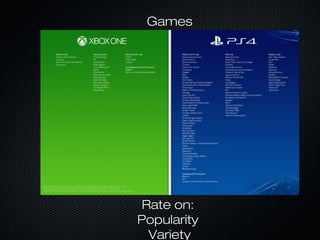 Rate on:Rate on:
PopularityPopularity
VarietyVariety
GamesGames
 