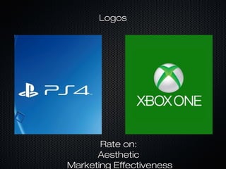 Rate on:Rate on:
AestheticAesthetic
Marketing EffectivenessMarketing Effectiveness
LogosLogos
 