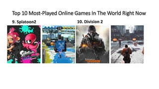Top 10 Most-Played Online Games In The World Right Now
9. Splatoon2 10. Division 2
 