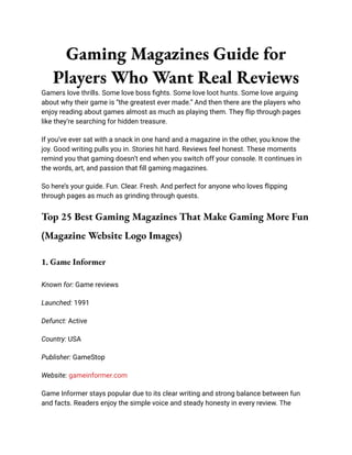Gaming Newsletter.pdf Gaming Magazines Guide for Players Who Want Real Reviews.pdf