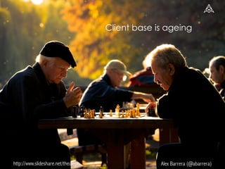 http://www.slideshare.net/thealeph Alex Barrera (@abarrera)
Client base is ageing
 