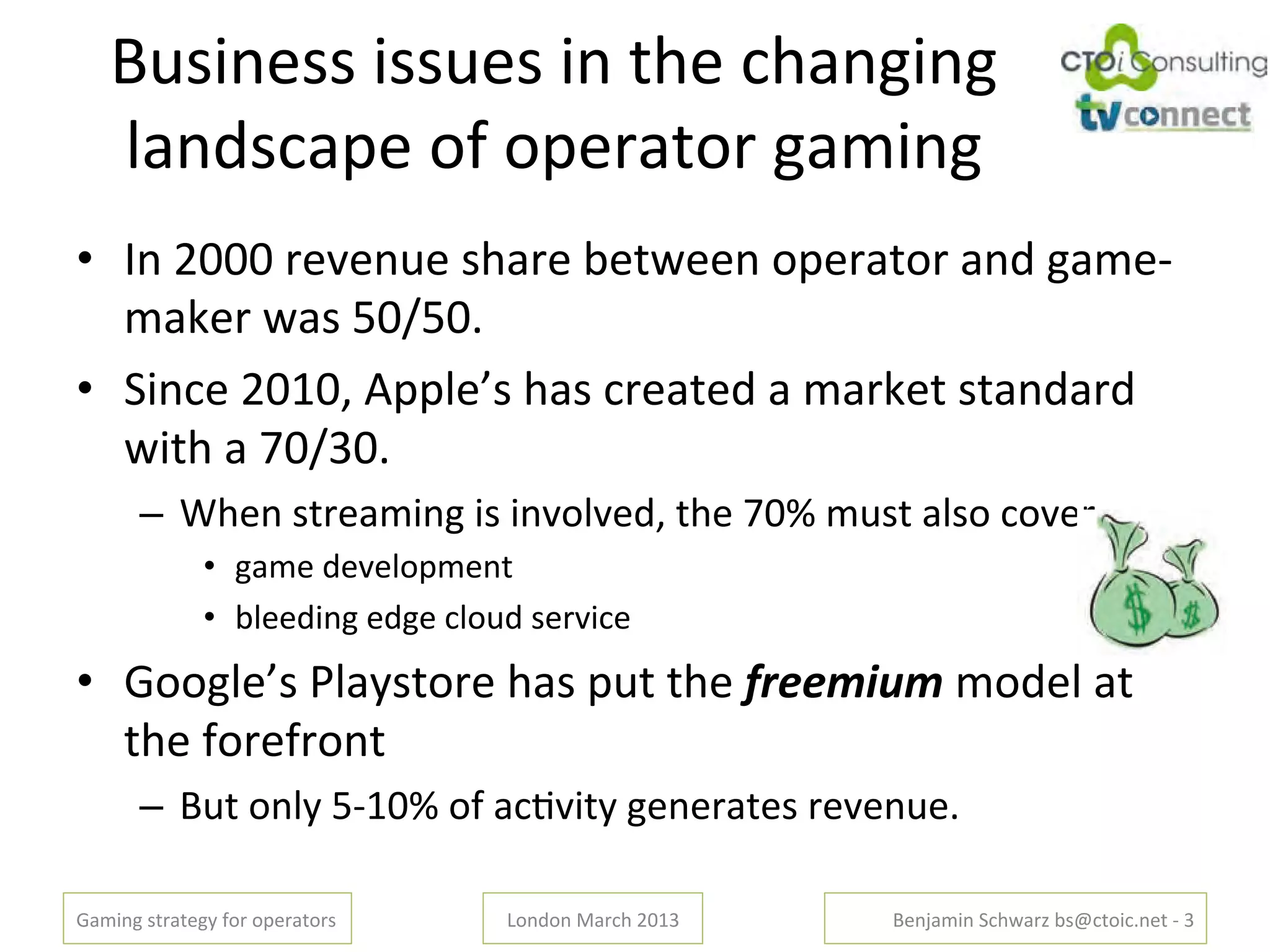 9G($%+(('$((G+('$%')4+'34"%&$%&'
   L"%1(3"/+'.-'./+*").*'&"#$%&'
•! F%'5666'*+N+%G+'(4"*+'>+)<++%'./+*").*'"%1'&"#+A
   #"K+*'<"('Q6RQ6@'
•! ;$%3+'5676H'P//L+S('4"('3*+")+1'"'#"*K+)'()"%1"*1'
   <$)4'"'T6R86@'
       –! U4+%'()*+"#$%&'$('$%N.LN+1H')4+'T6V'#G()'"L(.'3.N+*'
              •! &"#+'1+N+L./#+%)'
              •! >L++1$%&'+1&+'3L.G1'(+*N$3+'
•! !..&L+S('WL",().*+'4"('/G)')4+'!"##$%&$'#.1+L'")'
   )4+'-.*+-*.%)'
       –! 9G)'.%L,'QA76V'.-'"3ON$),'&+%+*")+('*+N+%G+@'

!"#$%&'()*")+&,'-.*'./+*").*('     0.%1.%'2"*34'5678'   9+%:"#$%';34<"*='>(?3).$3@%+)'A'8'
 