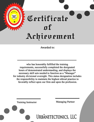 Industry Divisional Management Training Certificate