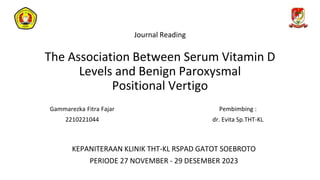 Summary of The Association Between Serum Vitamin D Levels and Benign ...