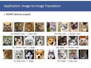Application: Image-to-Image Translation
• MUNIT (diverse output)
 