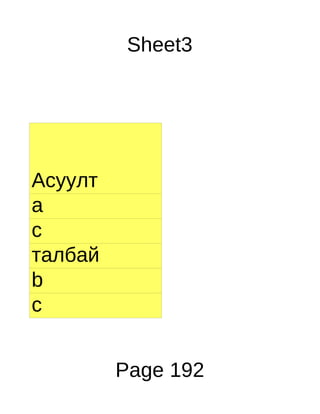 Sheet3




Асуулт
a
c
талбай
b
c


         Page 192
 