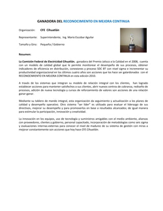 Ganadoras pjc 2010 resumen