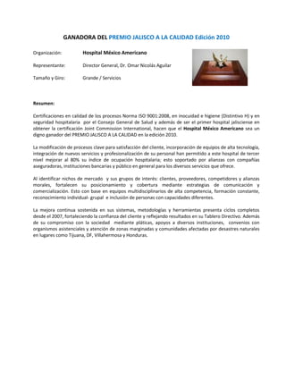 Ganadoras pjc 2010 resumen