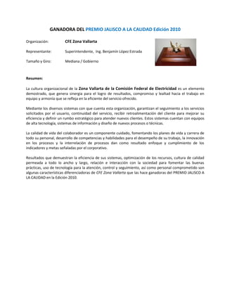 Ganadoras pjc 2010 resumen