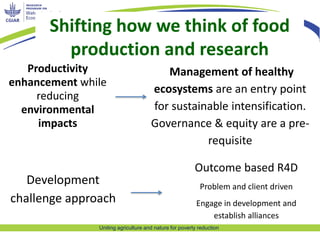 Uniting agriculture and nature for poverty reduction
Shifting how we think of food
production and research
Productivity
en...