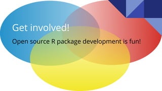 Get involved!
Open source R package development is fun!
 