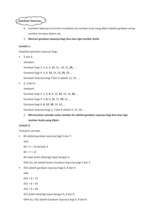 Sepunya gandaan Matematik Tingkatan