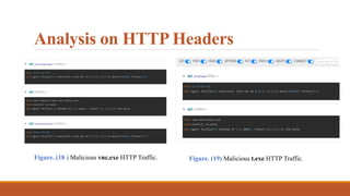 Analysis on HTTP Headers
Figure. (18 ) Malicious vnc.exe HTTP Traffic. Figure. (19) Malicious t.exe HTTP Traffic.
 