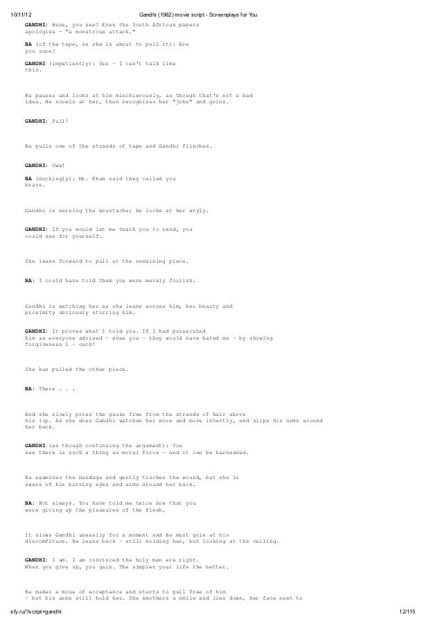 gandhi 1982 movie script screenplays for you