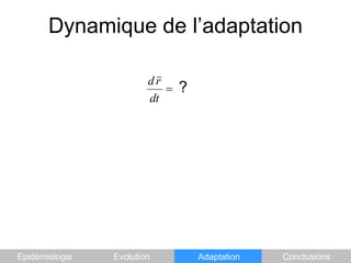 Dynamique de l’adaptation?EpidémiologieEvolutionAdaptationConclusions