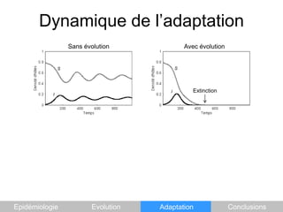 Dynamique de l’adaptationSans évolutionAvec évolutionSSExtinctionIIEpidémiologieEvolutionAdaptationConclusions