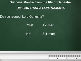 Success Mantra from the life of Ganesha ,[object Object],[object Object],[object Object],[object Object]