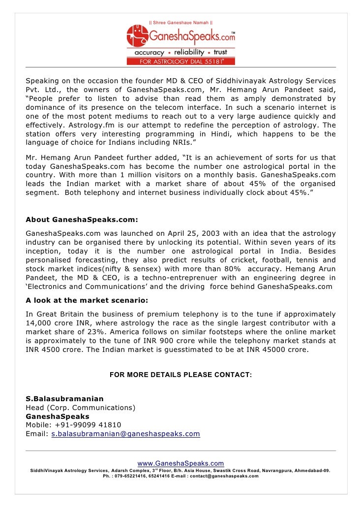 Ganesha Speaks Com Launch Astrology Fm