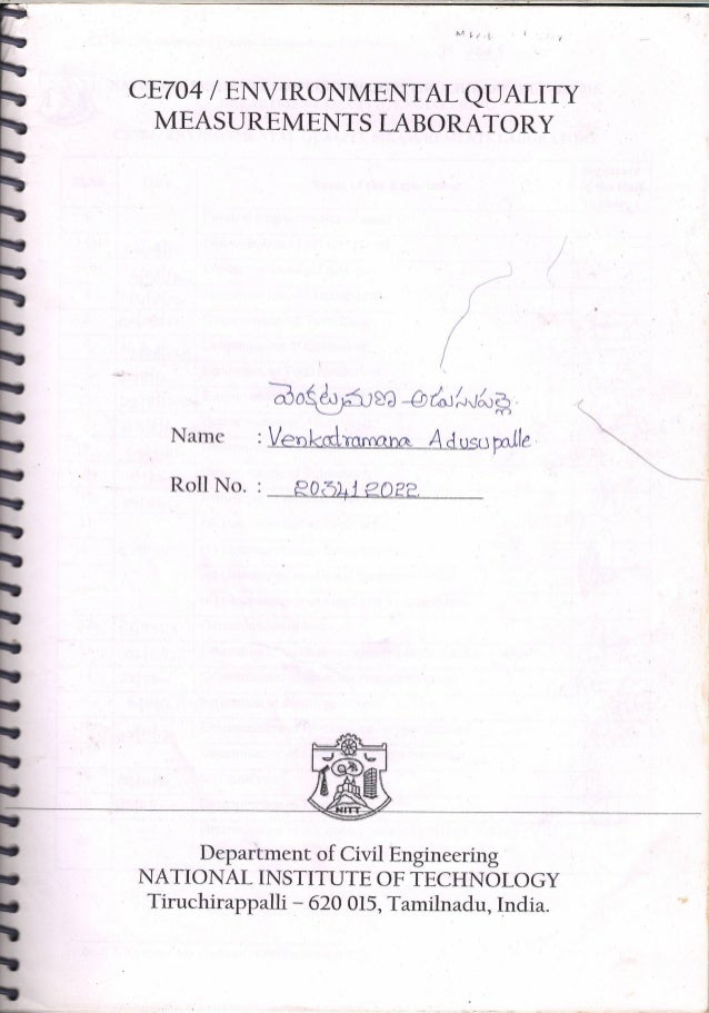 Environmental Engineering Lab Manual for Civil Engineering Stream