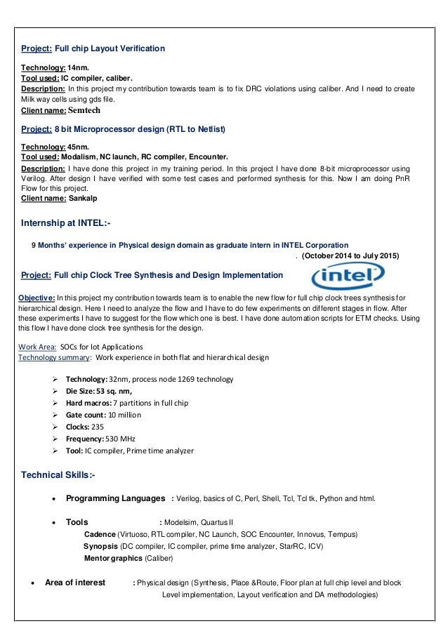 physical design jobs resumes