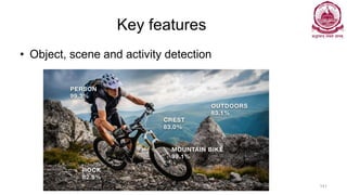 Key features
• Object, scene and activity detection
Dr Ganesh Neelakanta Iyer 141
 