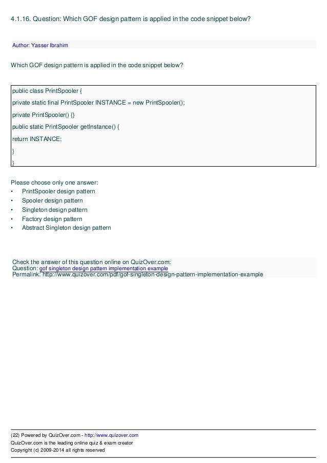 Design Patterns Final Exam