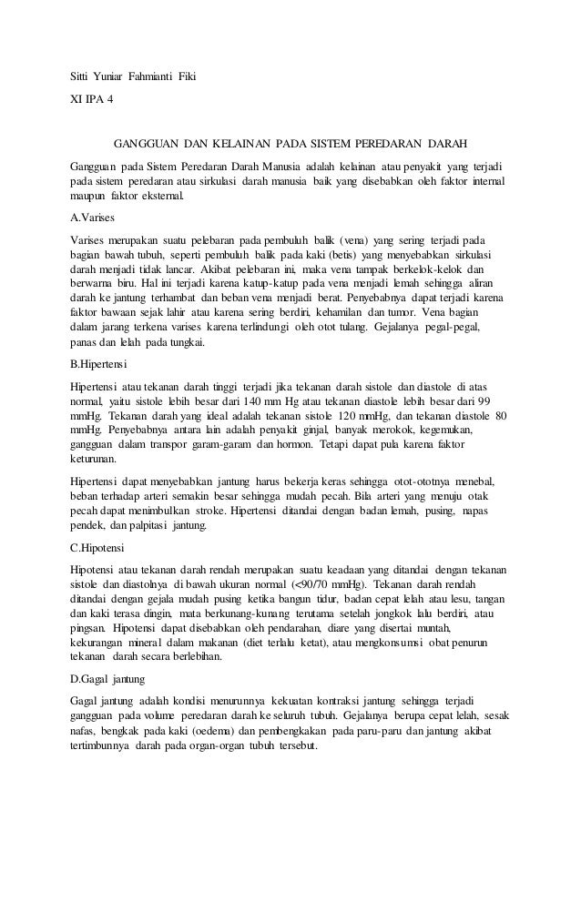 Gangguan Dan Kelainan Pada Sistem Peredaran Darah