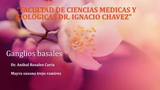 “FACULTAD DE CIENCIAS MEDICAS Y 
BIOLOGICAS DR. IGNACIO CHAVEZ” 
Ganglios basales 
Dr. Anibal Rosales Coria 
Mayra susana trejo ramirez 
 