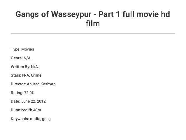 Gangs of Wasseypur - Part 1 full movie hd film