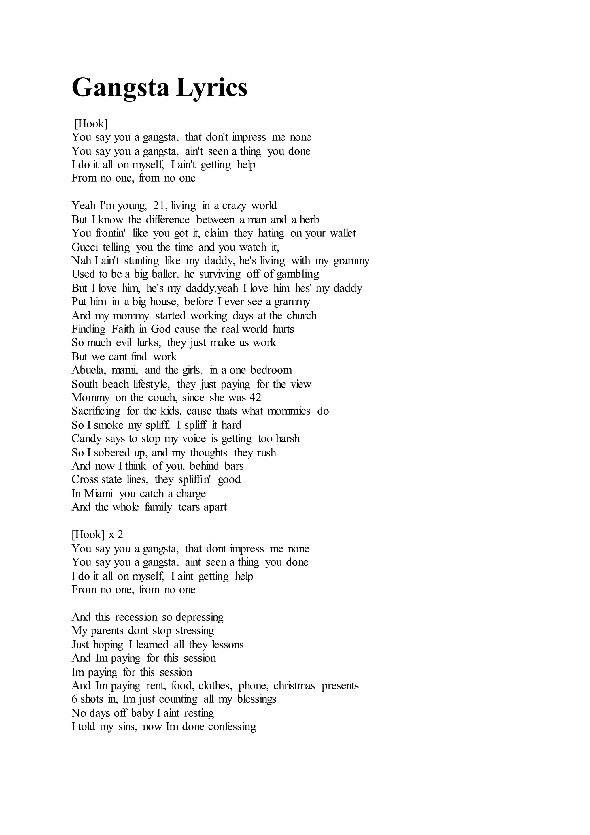 Baby Ipercent27M A Gangster Too Lyrics - 9mldx7f