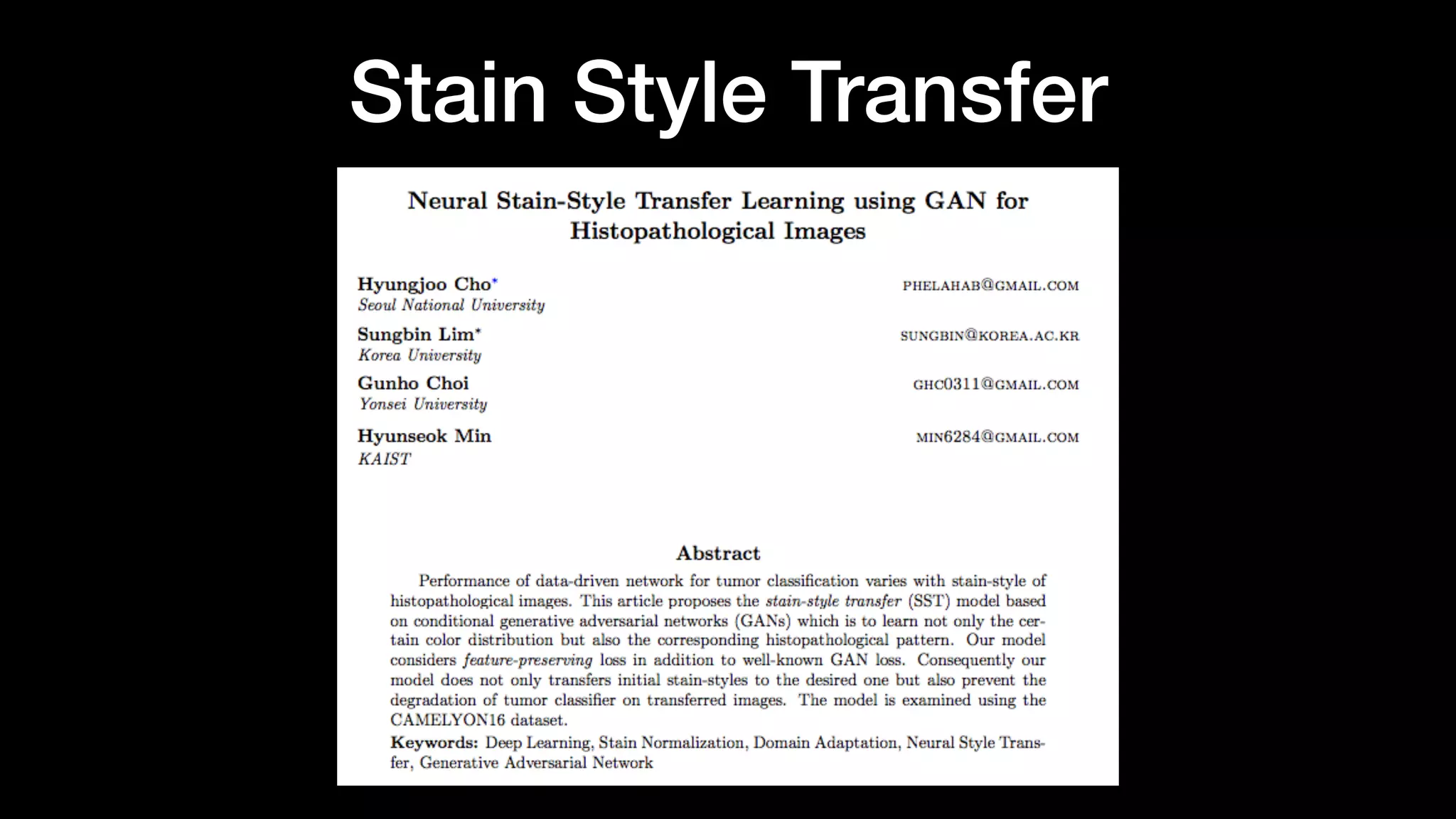 Stain Style Transfer
 