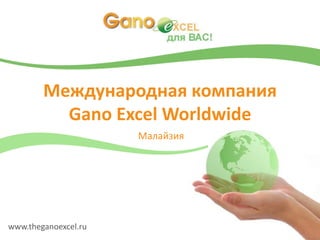 Международная компания GanoExcel Worldwide Малайзия www.theganoexcel.ru 