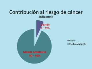 Contribución al riesgo de cáncer

MEDIO AMBIENTE
90 – 95%

 