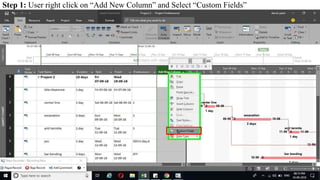 Step 1: User right click on “Add New Column” and Select “Custom Fields”
 