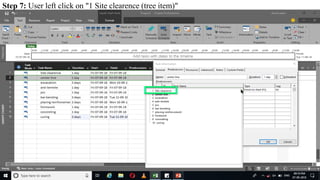 Step 7: User left click on "1 Site clearence (tree item)"
 