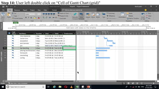 ,4
Step 14: User left double click on “Cell of Gantt Chart (grid)"
 