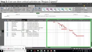 Step 2: User can show critical activities on "Project 2 (pane)”
 