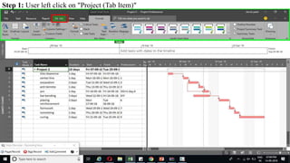 Step 1: User left click on "Project (Tab Item)"
 