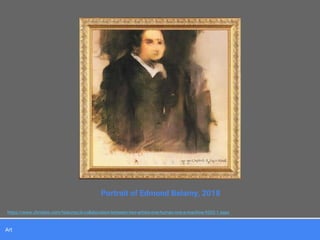 Art
Portrait of Edmond Belamy, 2018
https://www.christies.com/features/A-collaboration-between-two-artists-one-human-one-a-machine-9332-1.aspx
 