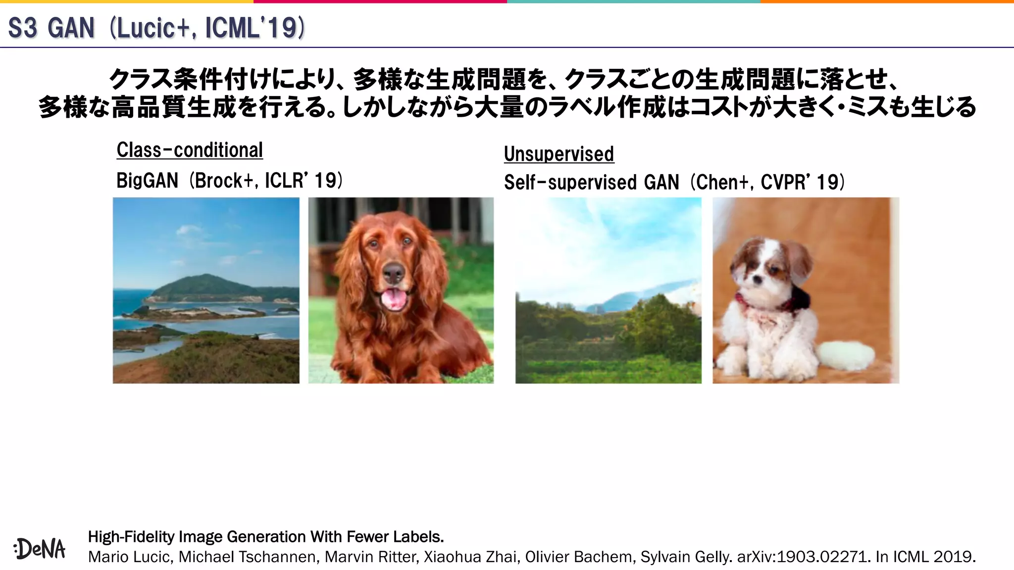 High-Fidelity Image Generation With Fewer Labels.
Mario Lucic, Michael Tschannen, Marvin Ritter, Xiaohua Zhai, Olivier Bachem, Sylvain Gelly. arXiv:1903.02271. In ICML 2019.
 