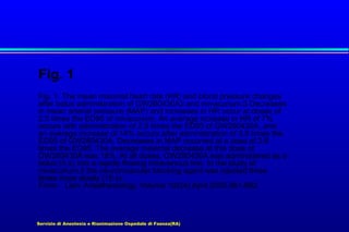 Fig. 1
Fig. 1. The mean maximal heart rate (HR) and blood pressure changes
after bolus administration of GW280430A2 and mivacurium.5 Decreases
in mean arterial pressure (MAP) and increases in HR occur at doses of
2.5 times the ED95 of mivacurium. An average increase in HR of 7%
occurs with administration of 2.8 times the ED95 of GW280430A, and
an average increase of 14% occurs after administration of 3.8 times the
ED95 of GW280430A. Decreases in MAP occurred at a dose of 3.8
times the ED95. The average maximal decrease at this dose of
GW280430A was 18%. At all doses, GW280430A was administered as a
bolus (5 s) into a rapidly flowing intravenous line. In the study of
mivacurium,5 the neuromuscular blocking agent was injected three
times more slowly (15 s).
From: Lien: Anesthesiology, Volume 102(4).April 2005.861-862

Servizio di Anestesia e Rianimazione Ospedale di Faenza(RA)

 