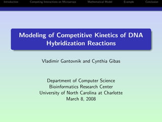 Modeling of Competitive Kinetics of DNA Hybridization Reactions | PDF