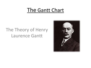 The Gantt Chart
The Theory of Henry
Laurence Gantt
 