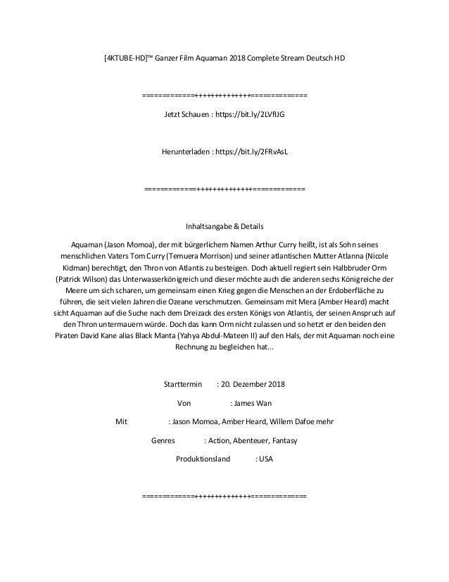 Aquaman Deutsch Stream Aquaman Deutsch Stream