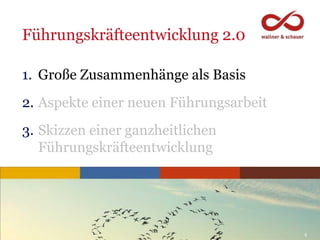 www.trainthe8.com 9
1. Große Zusammenhänge als Basis
2. Aspekte einer neuen Führungsarbeit
3. Skizzen einer ganzheitlichen...